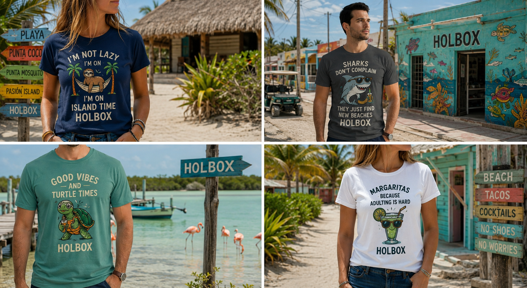 Holbox destination-inspired T-shirt mockups